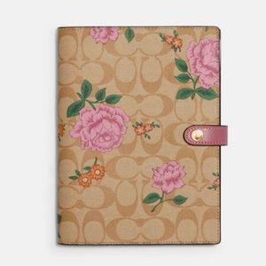 Coach Notebook In Signature Canvas With Prairie Rose Print